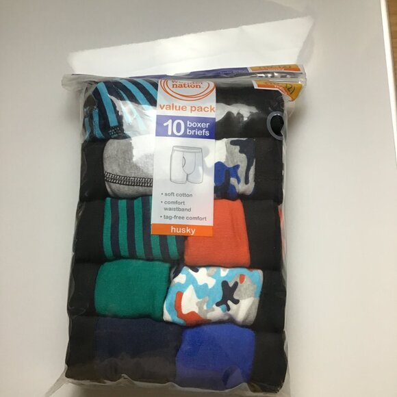 Wonder Nation Boys Underwear Soft Cotton Boxer Briefs, 10 Value Pack 10-12 L - Picture 3 of 7